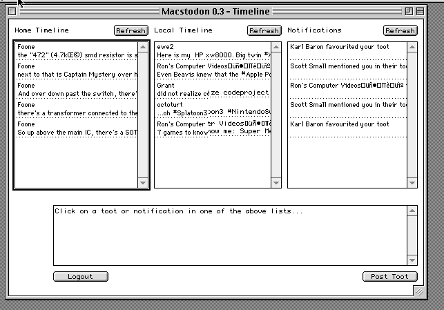 Macstodon timeline.